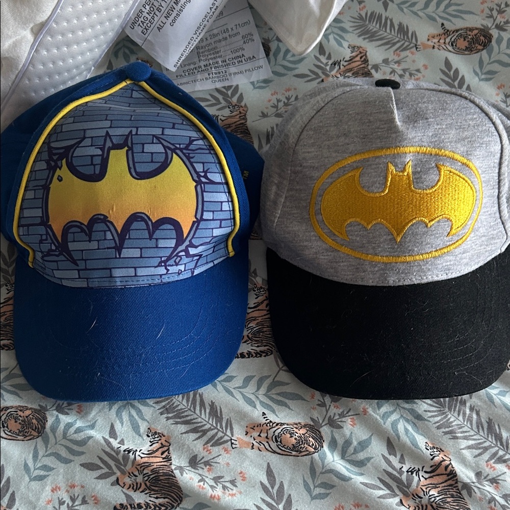2 Kids Batman Costume Caps - Blue and Gray
